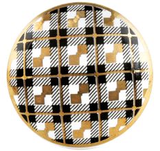 Black Golden Check Pattern Flat Ceramic Dresser Knobs